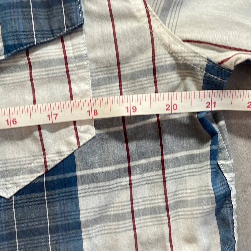 LEVI’S Men’s Long Sleeve Western Style Plaid Pearl Snaps Blue White‎ Red Size M